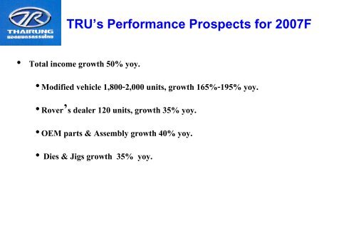 Thai Rung Union Car Public Company Limited SET Opportunity Day ...