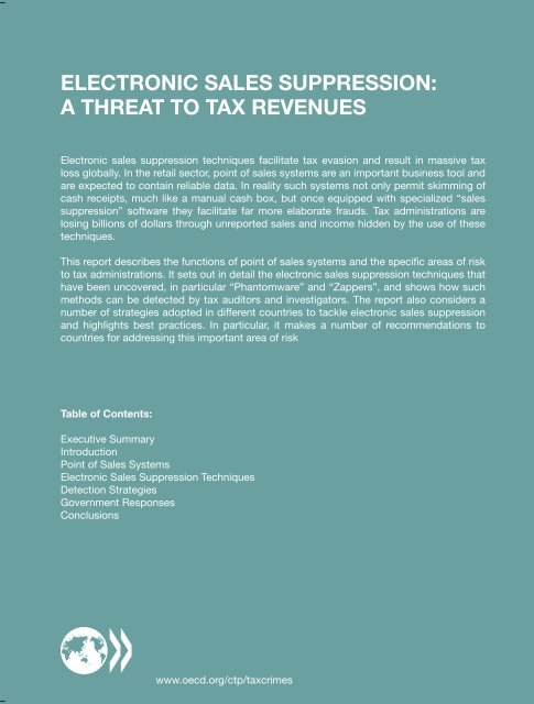 ELECTRONIC SALES SUPPRESSION: A THREAT TO TAX REVENUES