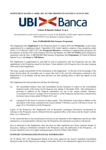 Unione di Banche Italiane S.c.p.a. - UBI Banca