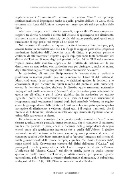 DIRITTO PENALE SOSTANZIALE E PROCESSUALE DELL'UNIONE ...