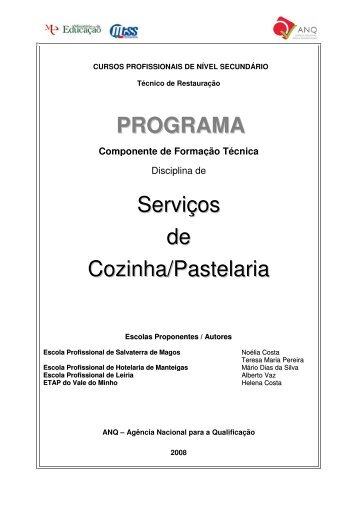PROGRAMA Serviços de Cozinha/Pastelaria - Exames.org
