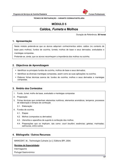 PROGRAMA Serviços de Cozinha/Pastelaria - Exames.org