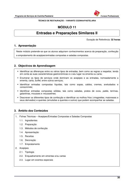 PROGRAMA Serviços de Cozinha/Pastelaria - Exames.org