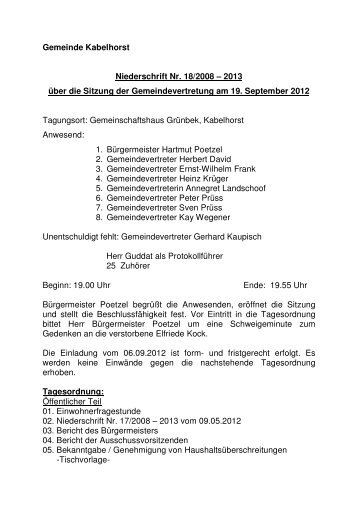 Protokoll zur Sitzung der Gemeindevertretung am 19.09 ... - Lensahn