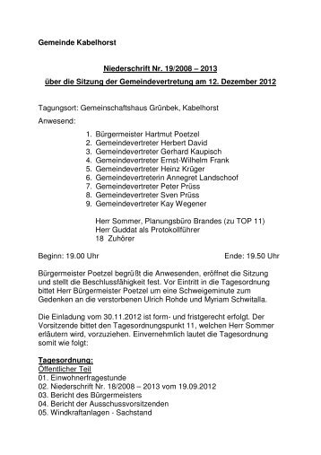 Sitzung der Gemeindevertretung 12.12.2012 - Lensahn