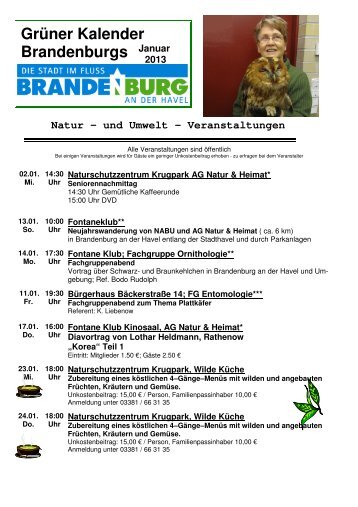 Grüner Kalender Brandenburgs Januar - Meetingpoint Brandenburg