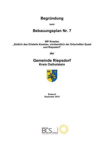 Auslegung B.-Plan Nr. 7 Begruendung - Lensahn