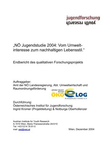 NÖ Jugendstudie 2004 - Umweltbildung NÖ