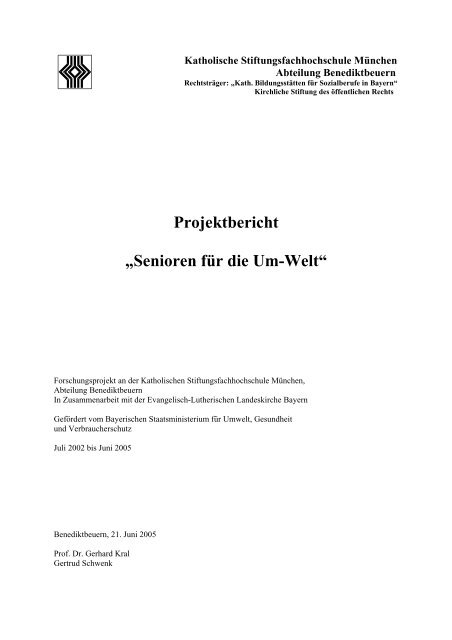 Projektbericht „Senioren für die Um-Welt“ - Umweltbildung in Bayern