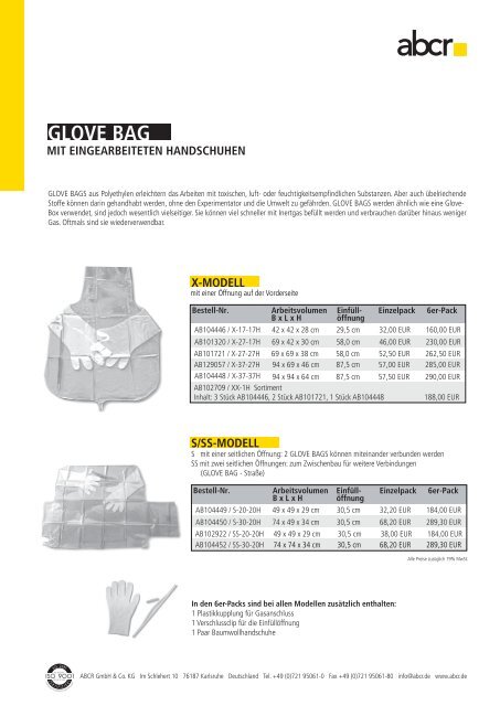 GLOVE BAG - ABCR GmbH & Co. KG