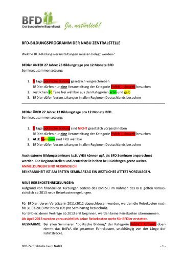 BFD Bildungsprogramm Ost - Der Bundesfreiwilligendienst