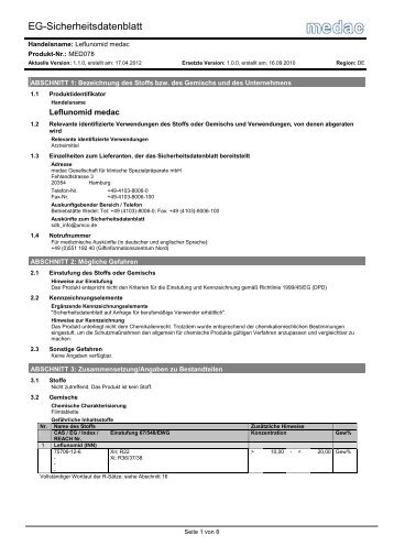 EG-Sicherheitsdatenblatt - medac GmbH