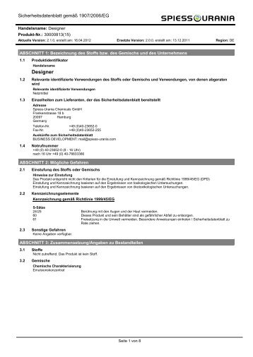 Sicherheitsdatenblatt - Spiess-Urania Chemicals GmbH