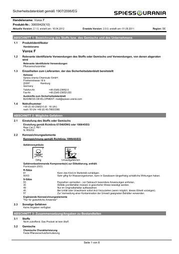 Sicherheitsdatenblatt - Spiess-Urania Chemicals GmbH