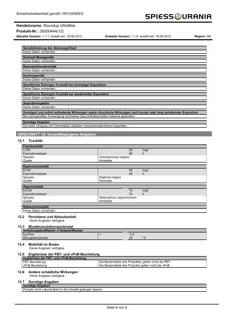 Roundup UltraMax - Spiess-Urania Chemicals GmbH