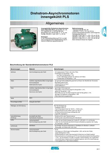 Drehstrom-Asynchronmotoren innengekühlt PLS Allgemeines