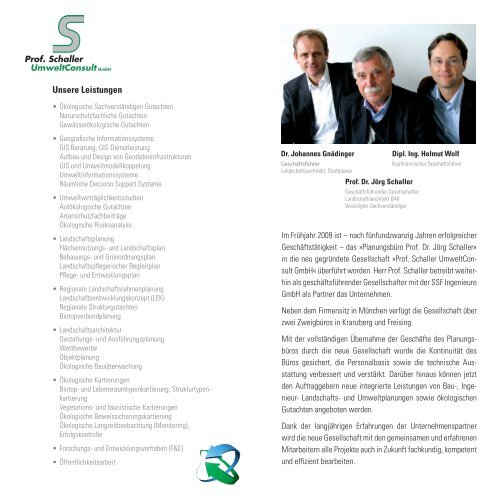 Firmenflyer - Prof. Schaller UmweltConsult GmbH