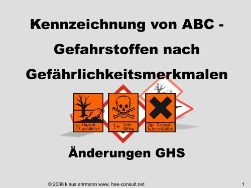 Kennzeichnung von ABC - Gefahrstoffen nach ... - HSE-Consult