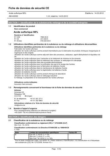 Fiche de données de sécurité CE - Ameropa AG