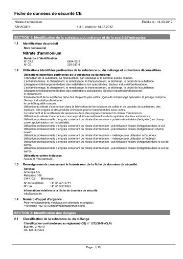 Fiche de données de sécurité CE - Ameropa AG