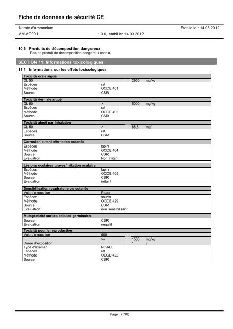 Fiche de données de sécurité CE - Ameropa AG