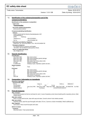 EC safety data sheet - medac GmbH