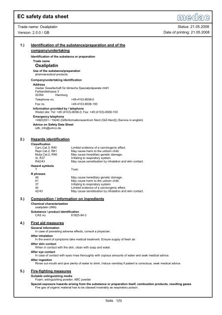 oxaliplatin - medac GmbH