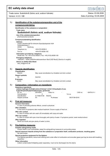 Sodiofolin® (folinic acid, sodium folinate) - medac GmbH