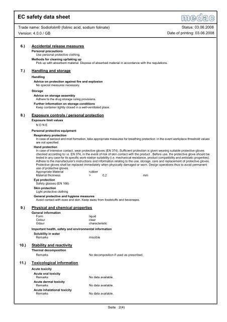 Sodiofolin® (folinic acid, sodium folinate) - medac GmbH