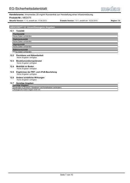 EG-Sicherheitsdatenblatt - medac GmbH