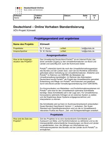 Ausführlicher Projektsteckbrief - XÖV