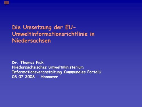 Die Umsetzung der EU-Umweltinformationsrichtlinie in Niedersachsen