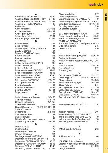 263 Dispensing bottles 227 Dispensing burettes 99 ... - Poulten & Graf