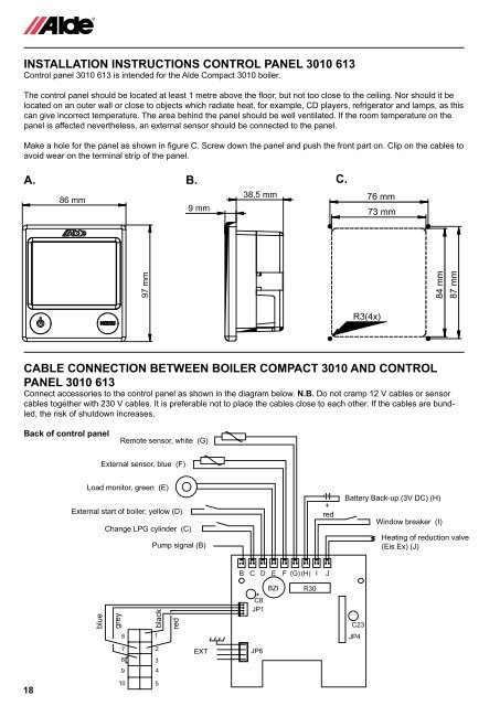 Bruksanvisning & monteringsanvisning – Manöverpanel 3010 613 ...