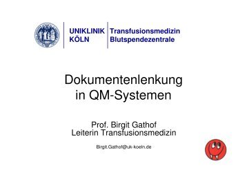 Dokumentenlenkung in QM-Systemen - Zentralbereich Medizinische ...