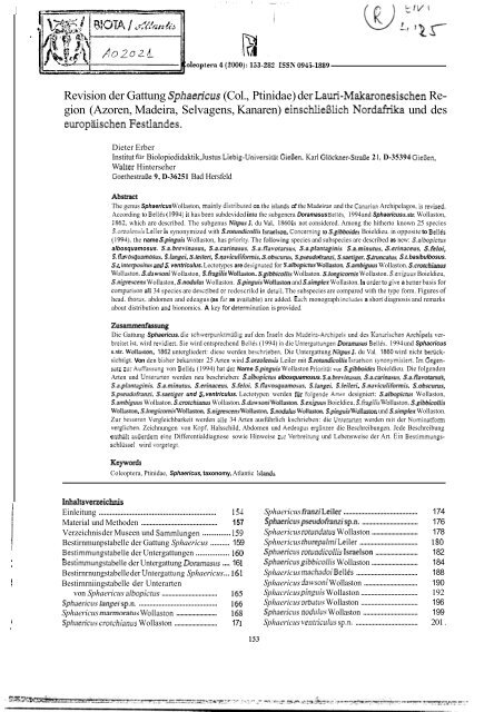 Revision der Gattung Sphaericus (Col., Ptinidae) der Lauri ...