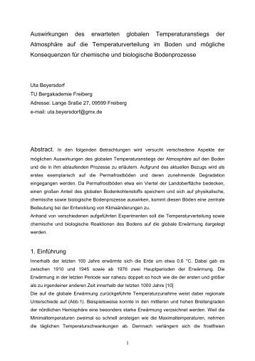 Auswirkungen des erwarteten globalen Temperaturanstiegs der ...