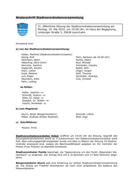 10.05.2010 - Stadt Leun