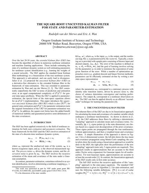 THE SQUARE-ROOT UNSCENTED KALMAN FILTER FOR STATE ...