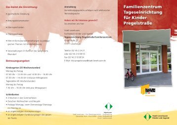 Broschüre Familienzentrum Kita Pregelstraße - Stadt Leverkusen