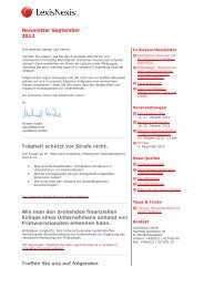 Newsletter September 2012 Trägheit schützt vor ... - LexisNexis GmbH