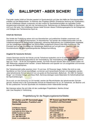 InfoBlatt Ballsport - aber sicher! - Schule & Gesundheit - Hessen