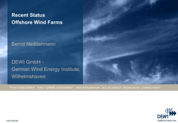 Recent status offshore wind farms