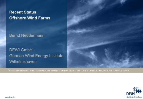 Recent status offshore wind farms