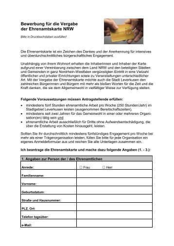 Antrag Ehrenamtskarte NRW - Stadt Leverkusen