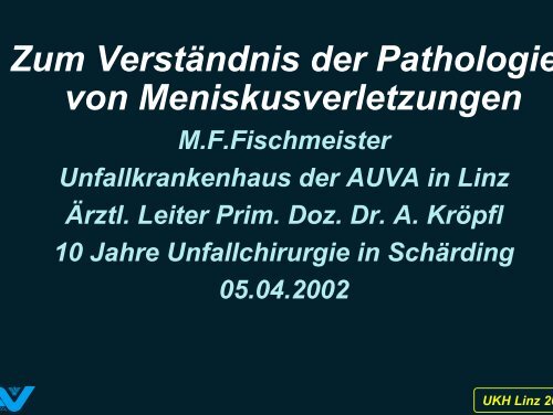 Zum Verständnis der Pathologie von ... - Fischmeister