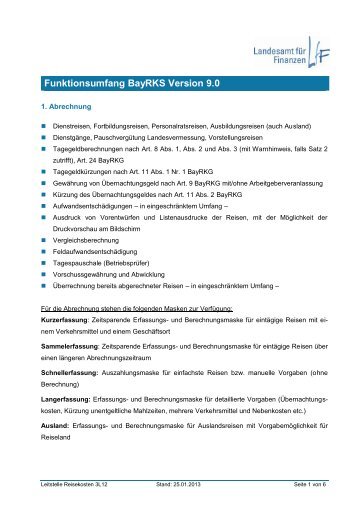 PDF: Funktionsumfang BayRKS V. 9.0 - Landesamt für Finanzen ...