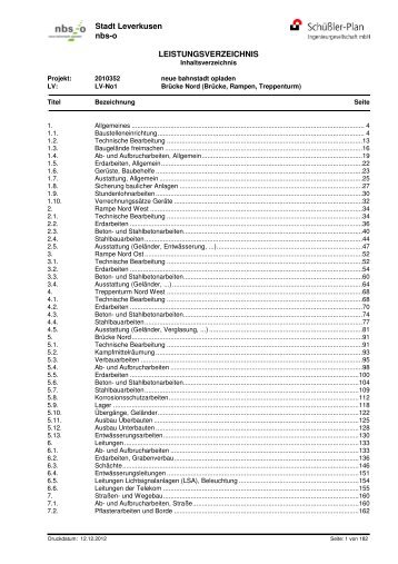 LEISTUNGSVERZEICHNIS Stadt Leverkusen nbs-o