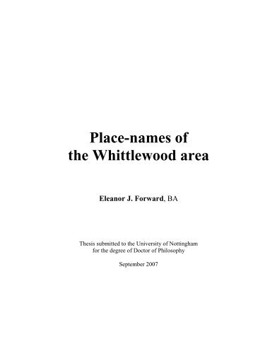 Place-names of the Whittlewood area - Nottingham eTheses ...