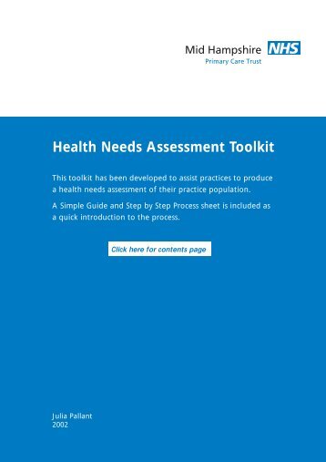 Health Needs Assessment Toolkit